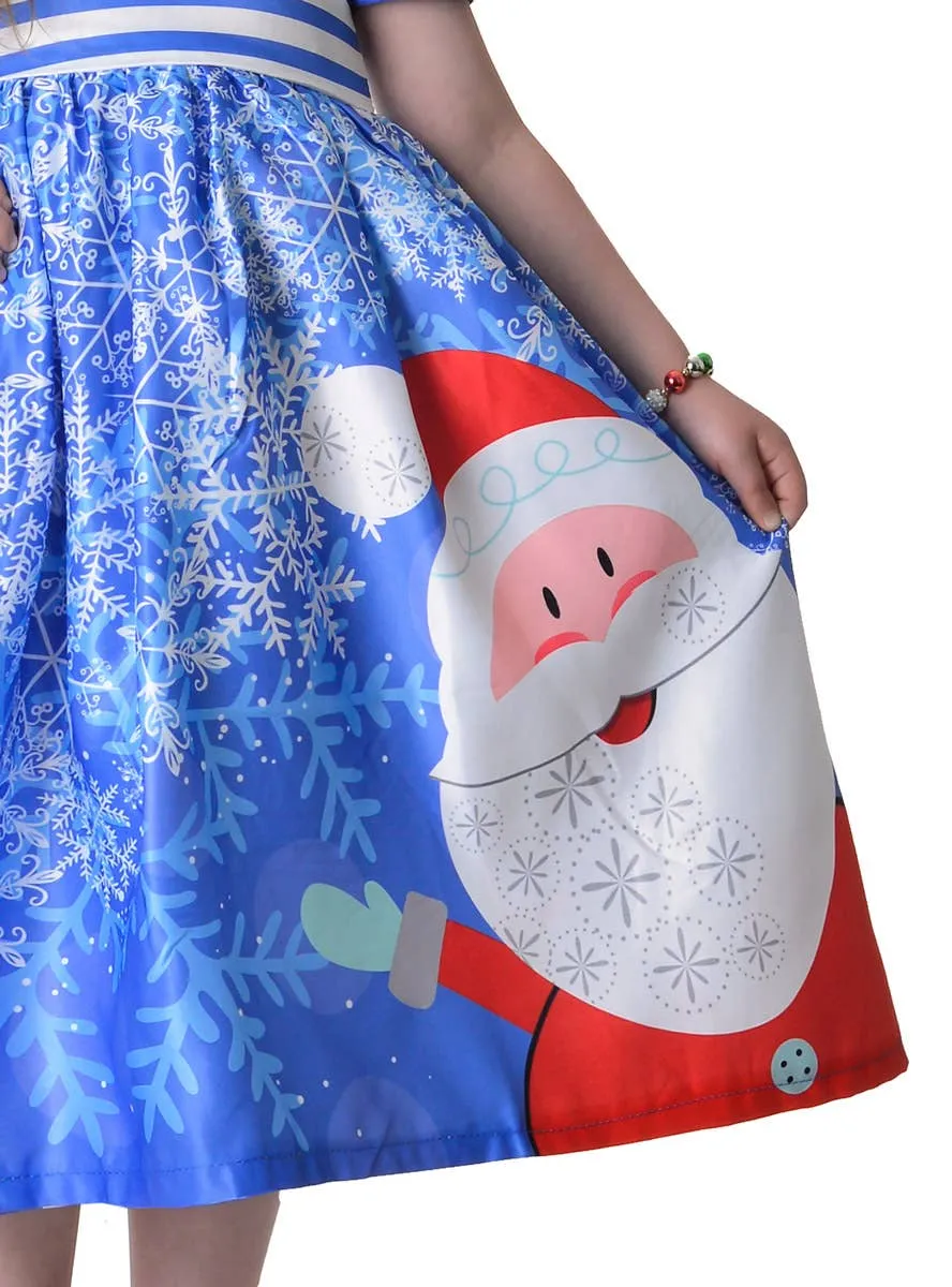 Deluxe Girls Blue Winter Christmas Dress