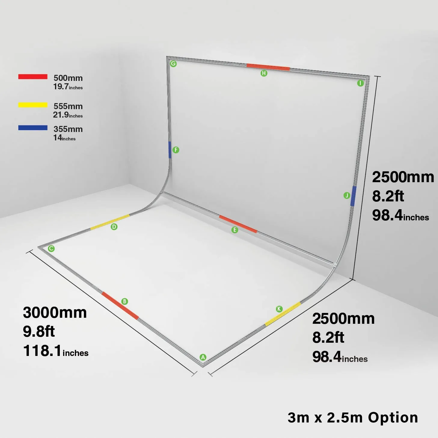 EasiFrame Curved Self-Supporting Portable Studio Infinity-Cove Cyclorama Background Kit V2 for Video and Photography - Chromakey Green