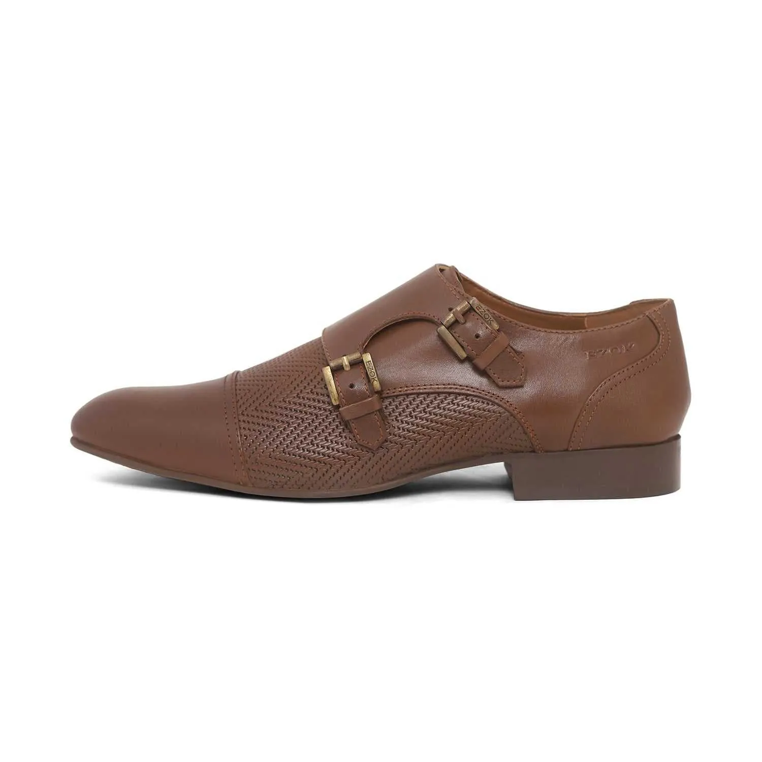 Ezok Men Brown Formal Monk Straps