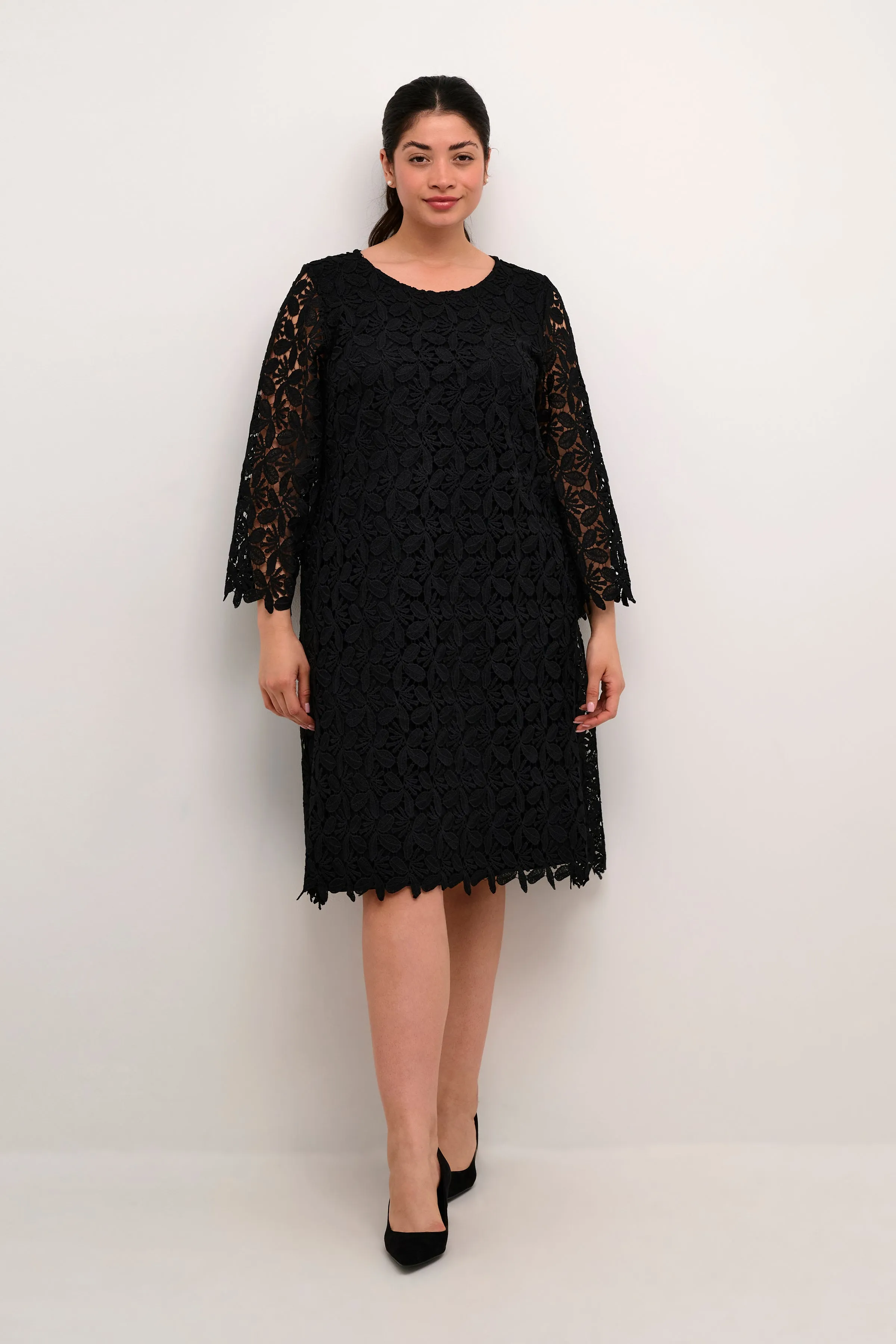 Kaffe Curve Emma Lace Dress in Black