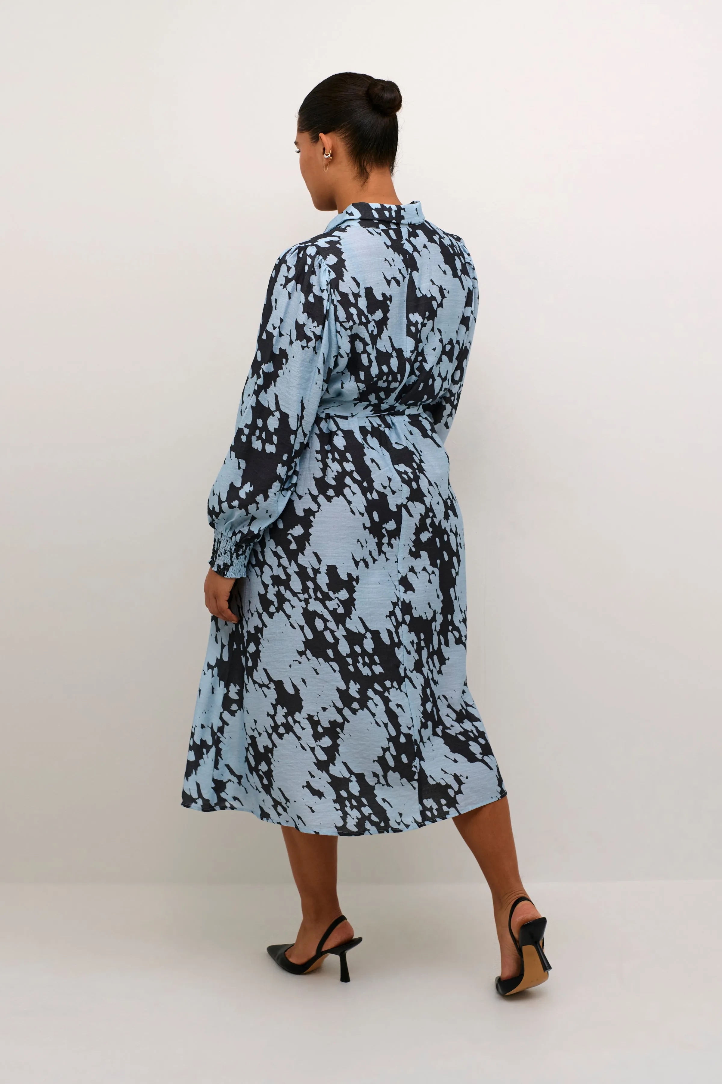 Kaffe Curve Luma Shirt Dress in Blue/Grey