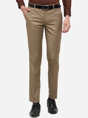 Khaki Checked Super Slim Fit Formal Trouser | JadeBlue