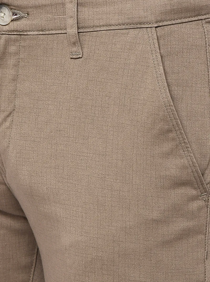 Khaki Washed Slim Fit Casual Trouser | Greenfibre