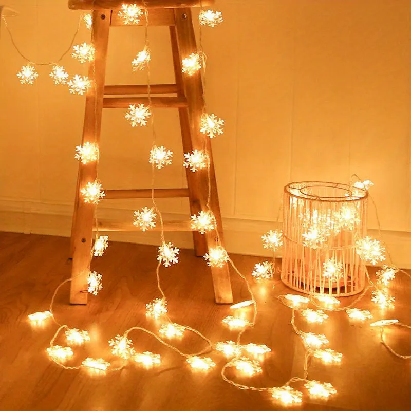 kkboxly 1pc Snowflake String Light, Can Be Extended, For Indoor And Holiday Wedding Parties, Christmas Trees, New Year's, And Decorationsecorations 10/20/40leds