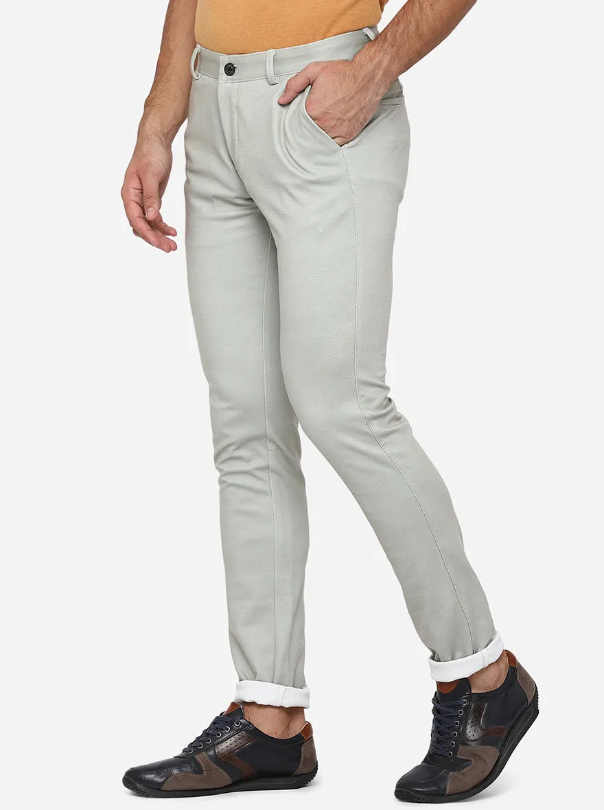 Light Green Solid Venice Fit Casual Trouser | JadeBlue