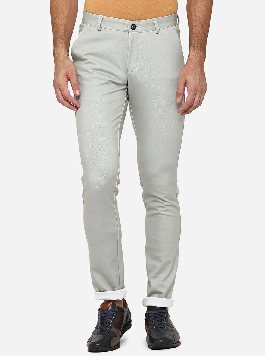 Light Green Solid Venice Fit Casual Trouser | JadeBlue