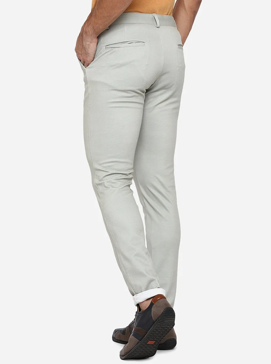 Light Green Solid Venice Fit Casual Trouser | JadeBlue