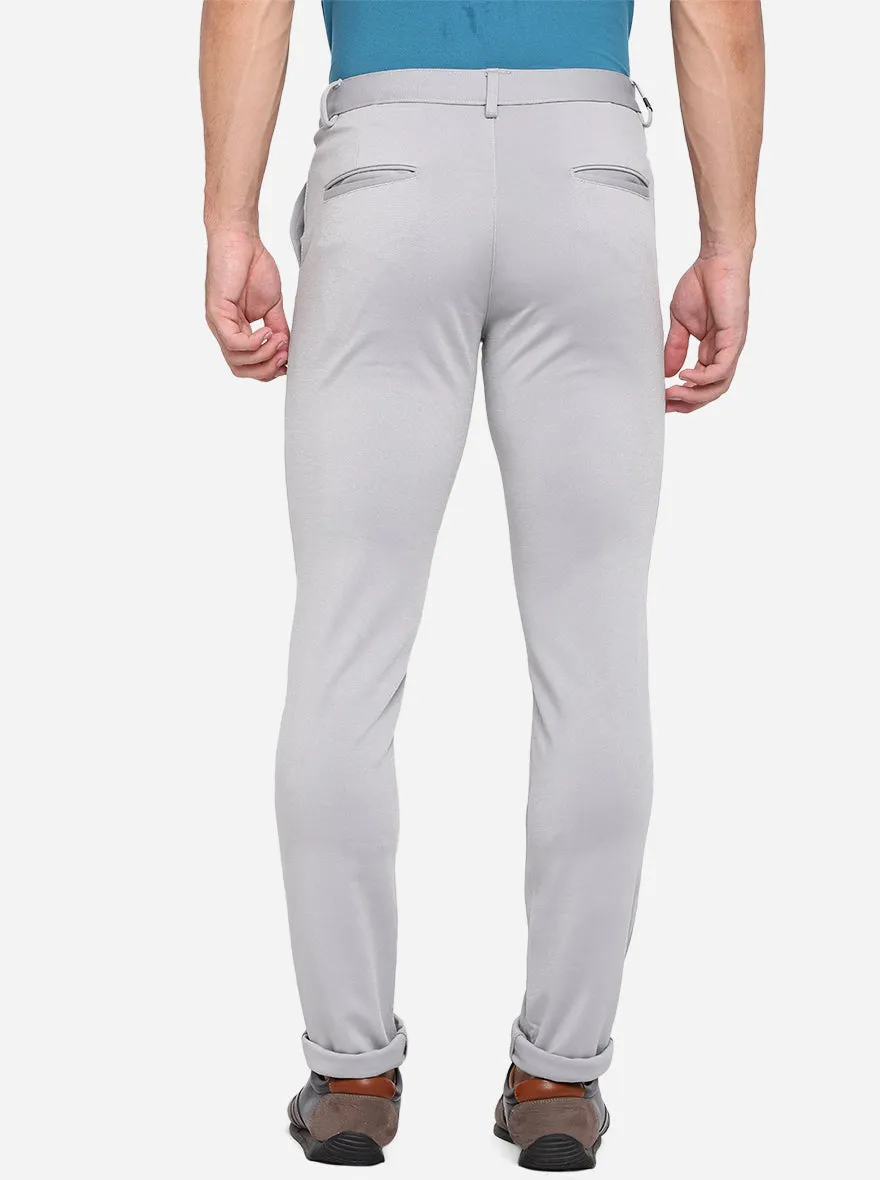 Light Grey Solid Slim Fit Club Wear Trouser | JB Studio