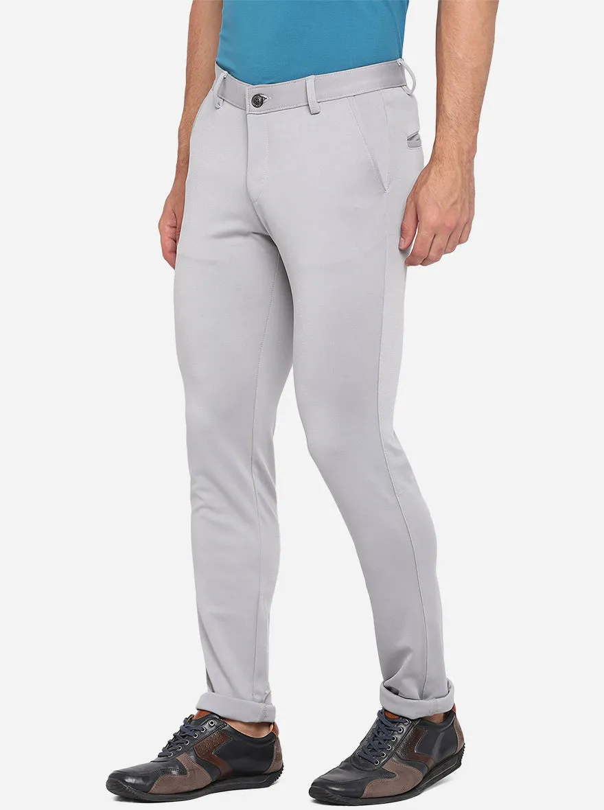 Light Grey Solid Slim Fit Club Wear Trouser | JB Studio