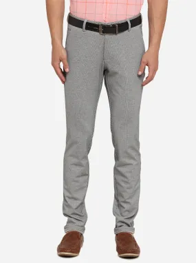 Light Grey Striped Venice Fit Casual Trouser | JadeBlue