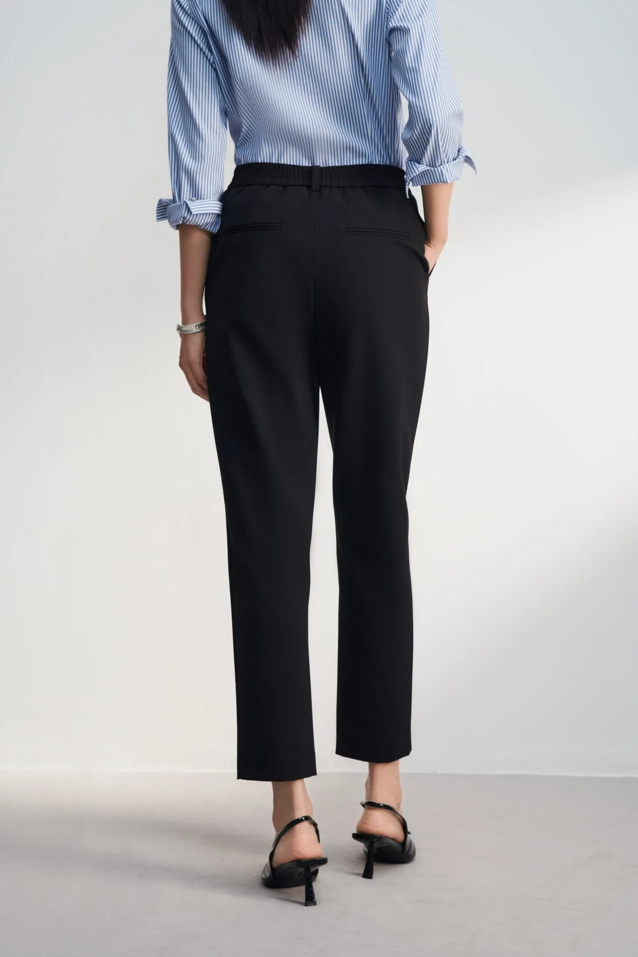 Multi-Way Stretch Plainwave Cropped Cigarette Pants