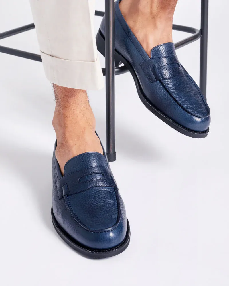 Navy Leather Loafer