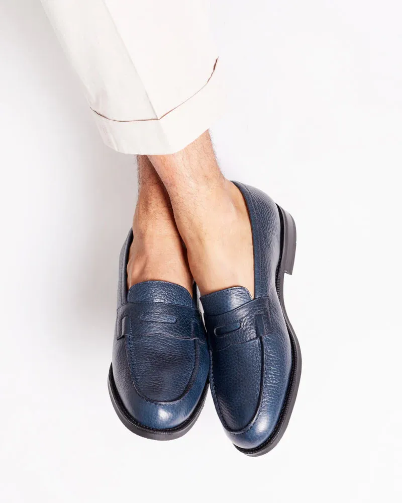 Navy Leather Loafer