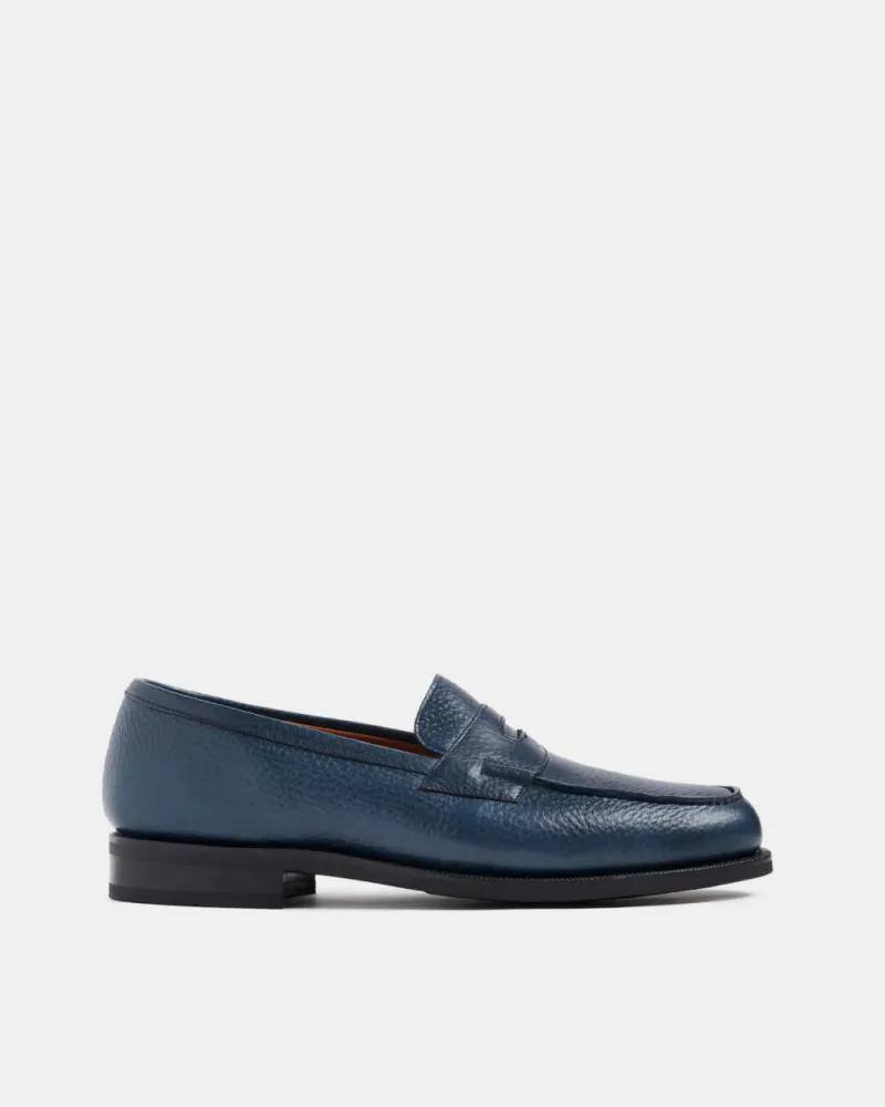 Navy Leather Loafer