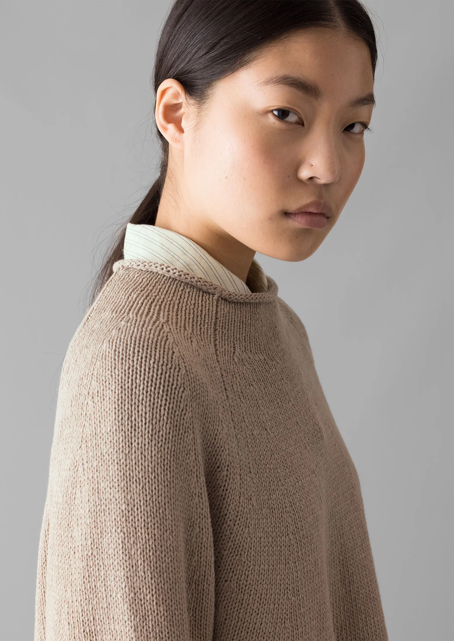 Organic Cotton Linen Easy Sweater | Parchment