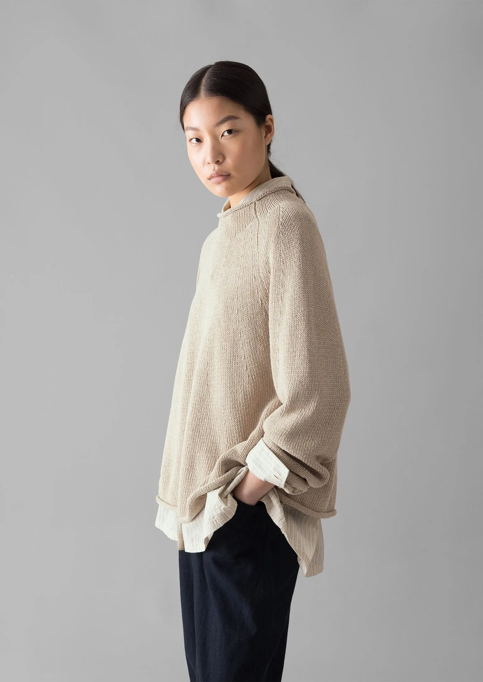 Organic Cotton Linen Easy Sweater | Parchment