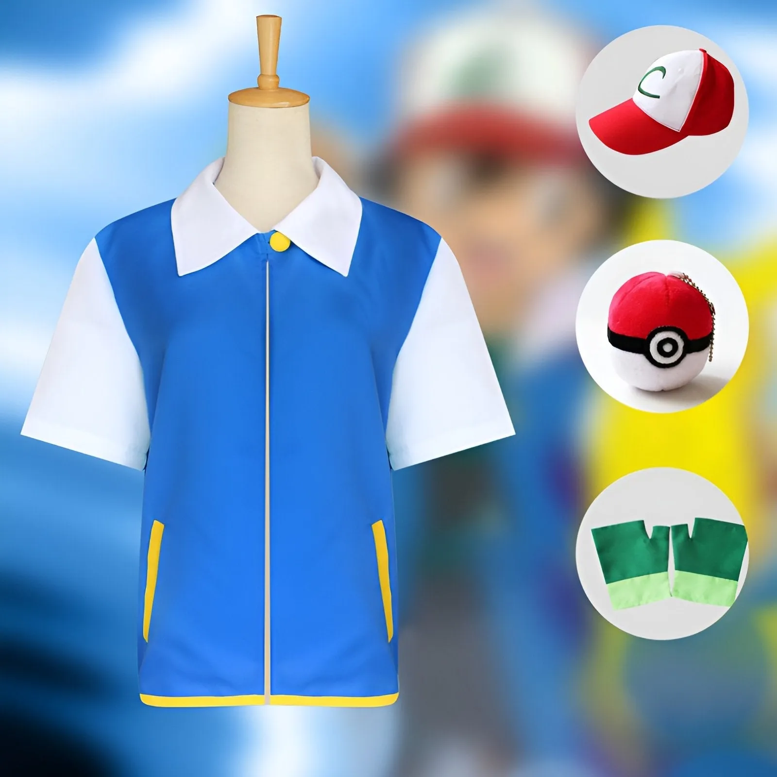 Pokemon Ash Ketchum Cosplay Costume