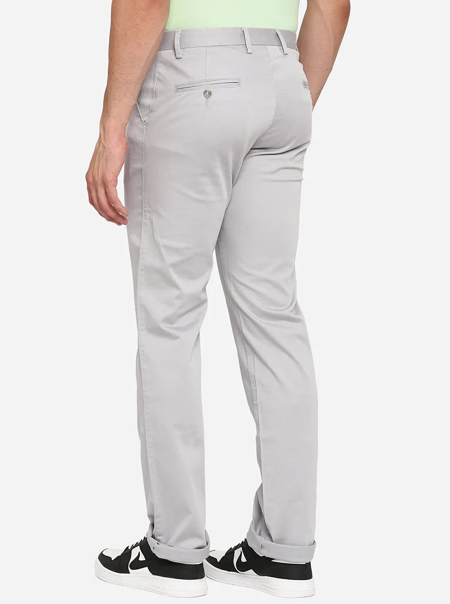 Silver Grey Solid Uno Fit Casual Trouser | JadeBlue