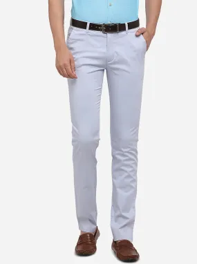 Sky Blue Solid Super Slim Fit Casual Trouser | Greenfibre