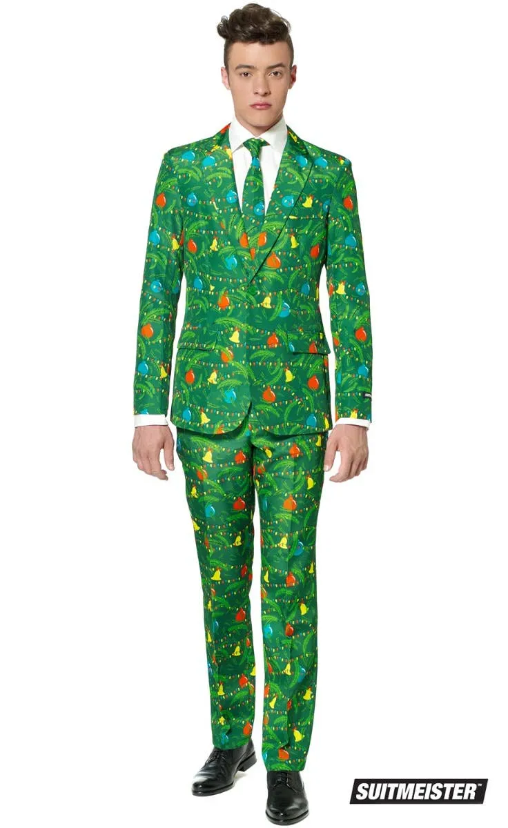 Suitmeister Green Christmas Tree Print Mens Novelty Suit