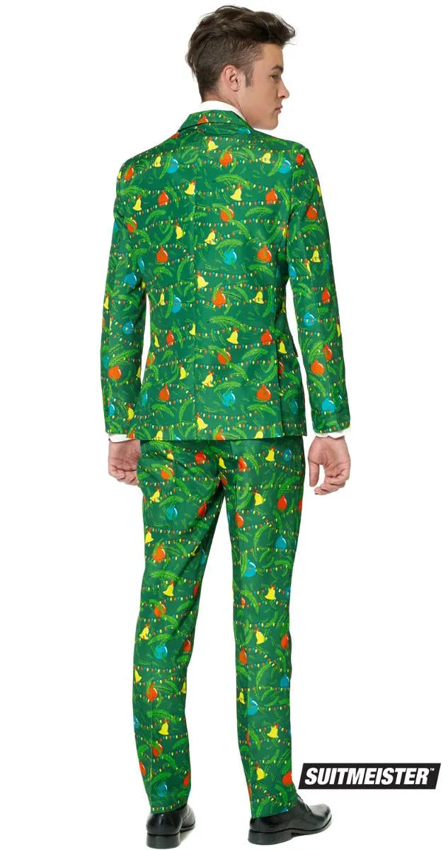 Suitmeister Green Christmas Tree Print Mens Novelty Suit