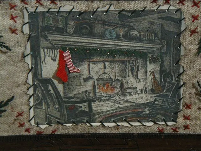 Unique Old Pennsylvania Dutch Frame Pyrogaphy with Fireplace Scene