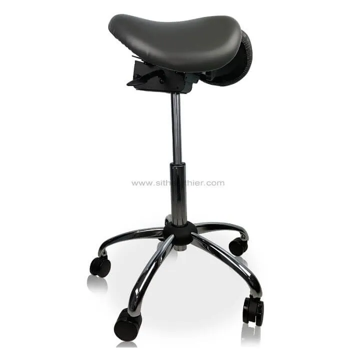 USA Patented Twin Tiltable Saddle Stool with Adjustable Seat Width and Center Gap [GENUINE LEATHER]