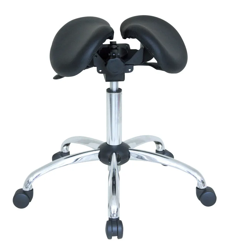 USA Patented Twin Tiltable Saddle Stool with Adjustable Seat Width and Center Gap