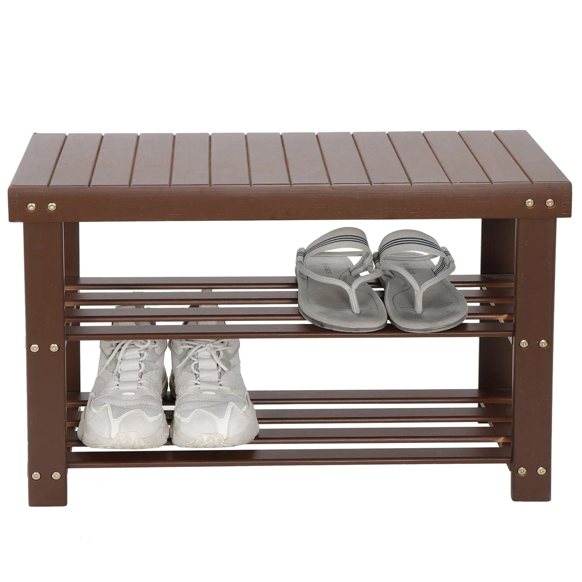 ZENY™ Bamboo Shoe Rack Bench 3-Tier Shoe Organizer Storage Shelf Ideal Living Room Bathroom Brown